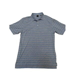 Dunning Golf Polo Shirt Men's Size XXL Blue Orange Striped Stretch Performance